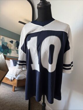 New Stradivarius Navy and White Mesh Trim Top